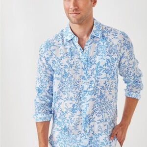 Lilly Pulitzer Blue and White Floral Shirt